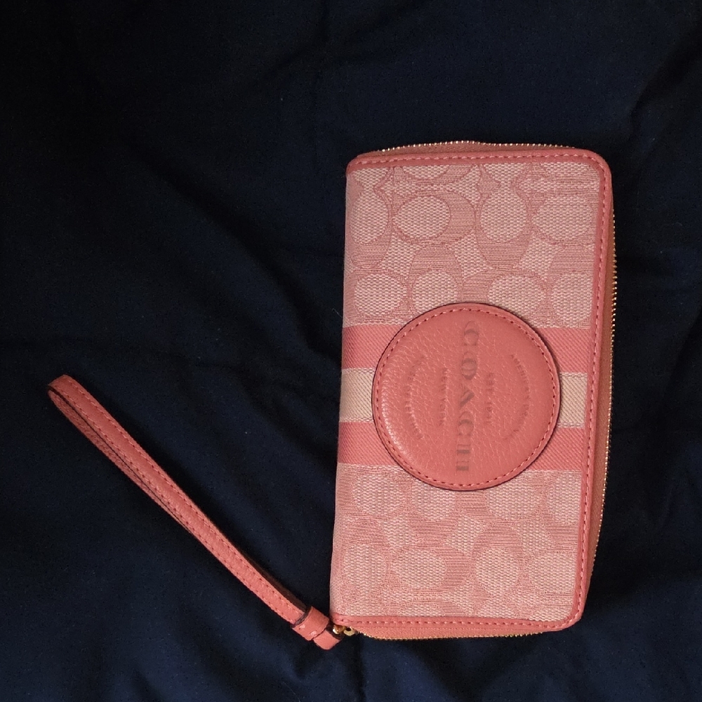 Coach Pink Wristlet with Logo Pattern